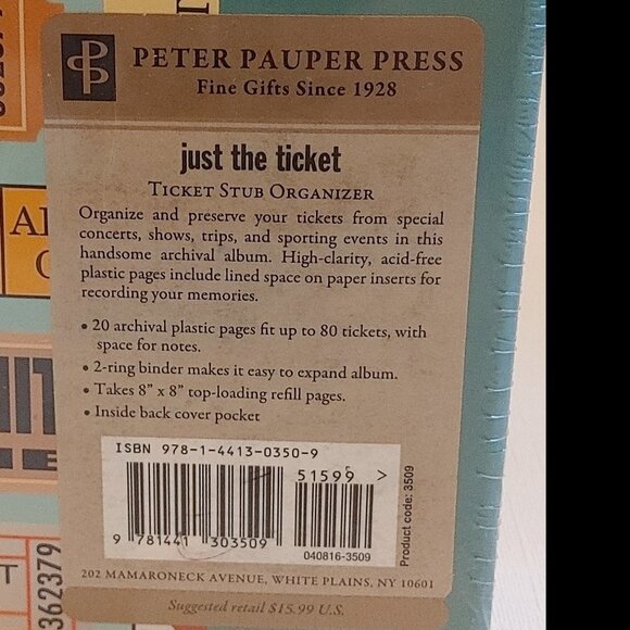 Just the Ticket: Ticket Stub Organizer (Hardback or Cased Book) New - Picture 4 of 4